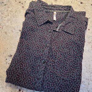 MOUNTAIN KHAKI Penny Tunic Shirt, Black Print, Size LARGE